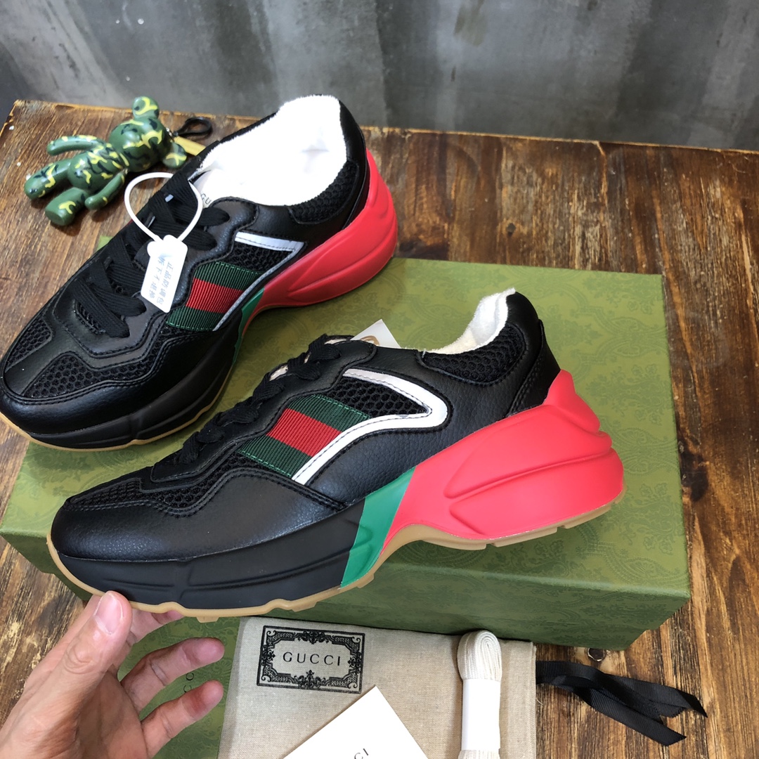 Gucci Sneaker Rhyton Vintage in Black with Red