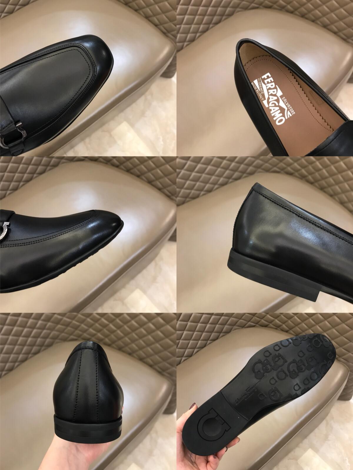 Salvatore Ferragamo Black leather Fashion Perfect Quality Loafers MS02978
