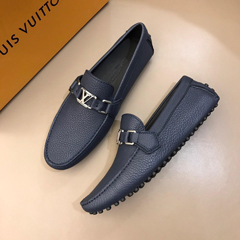 lv Arizona Moccasin Deep Blue Loafers With Silver Buckle MS02792