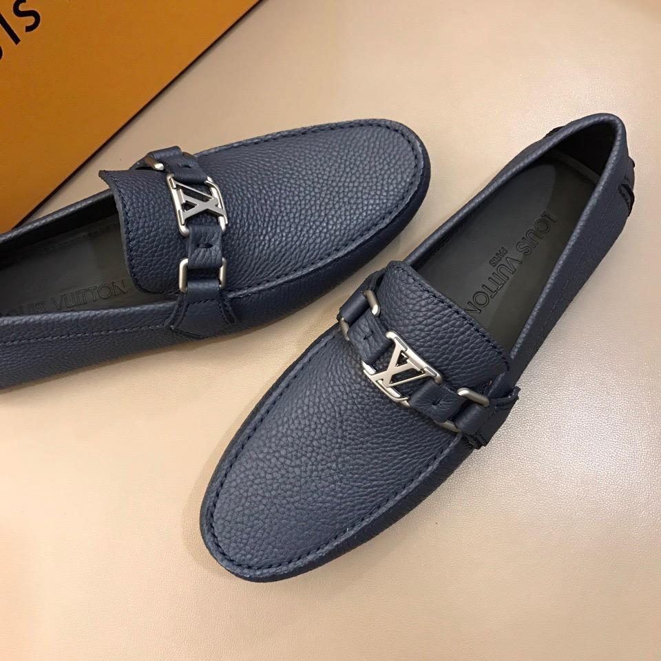 lv Arizona Moccasin Deep Blue Loafers With Silver Buckle MS02792