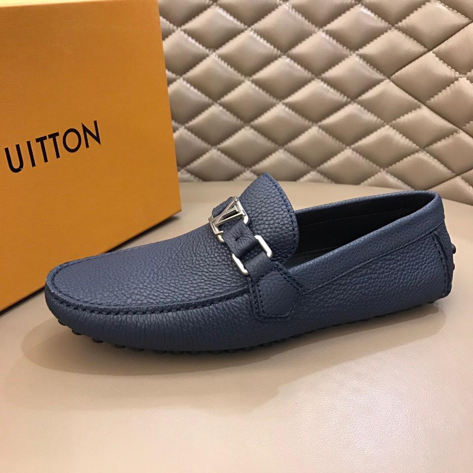 lv Arizona Moccasin Deep Blue Loafers With Silver Buckle MS02792