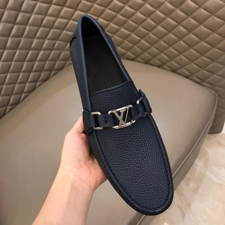 lv Arizona Moccasin Deep Blue Loafers With Silver Buckle MS02792