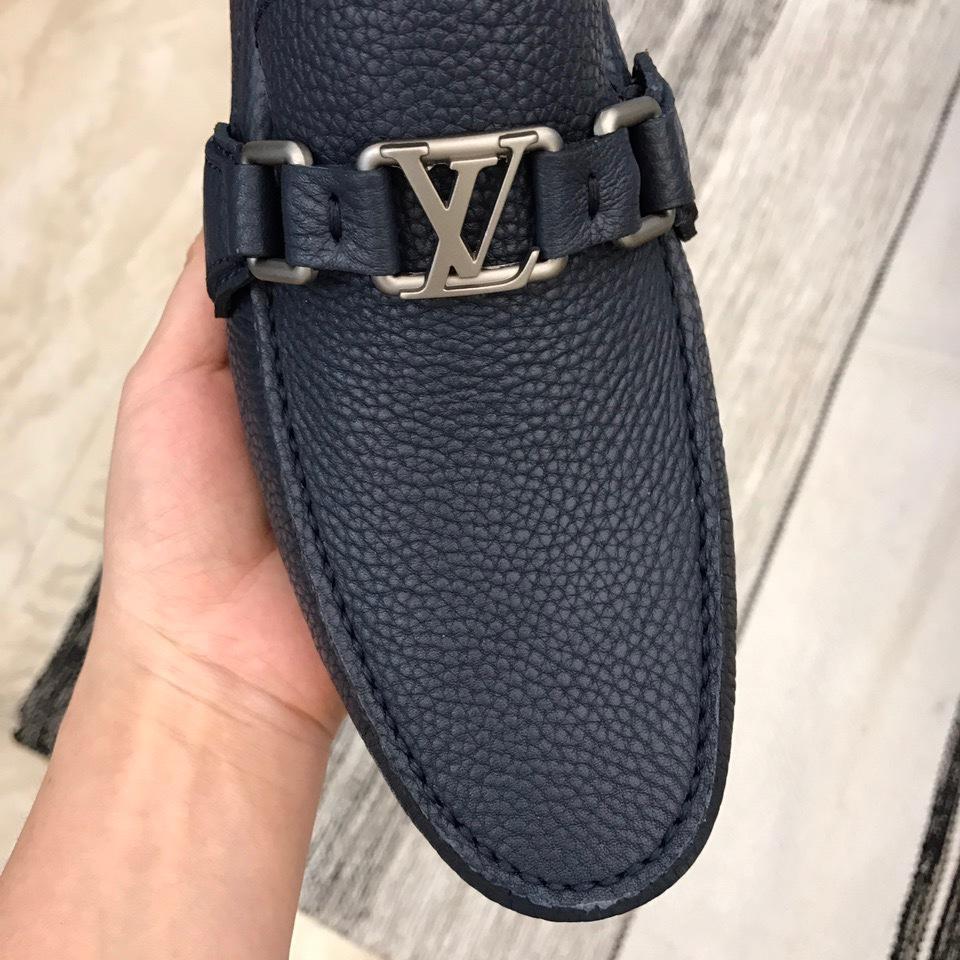 lv Arizona Moccasin Deep Blue Loafers With Silver Buckle MS02792