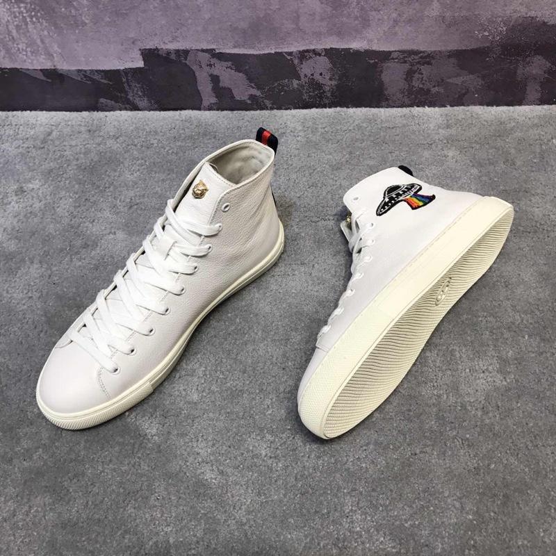 Gucci High Top High Quality Sneaker White and wolf print and white sole MS05017