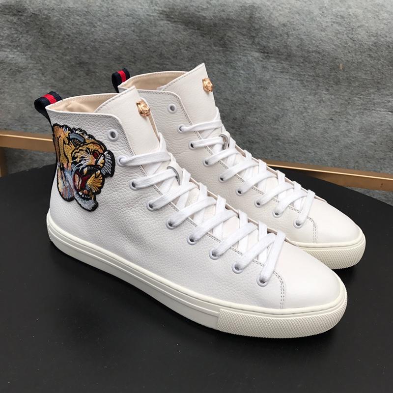 Gucci High Top High Quality Sneaker White and tiger embroidery withand white sole MS05019