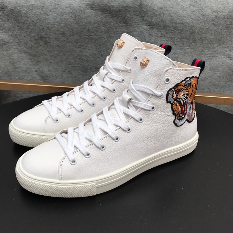 Gucci High Top High Quality Sneaker White and tiger embroidery withand white sole MS05019