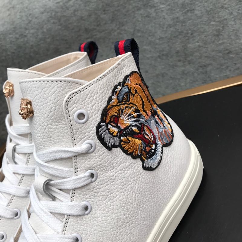 Gucci High Top High Quality Sneaker White and tiger embroidery withand white sole MS05019
