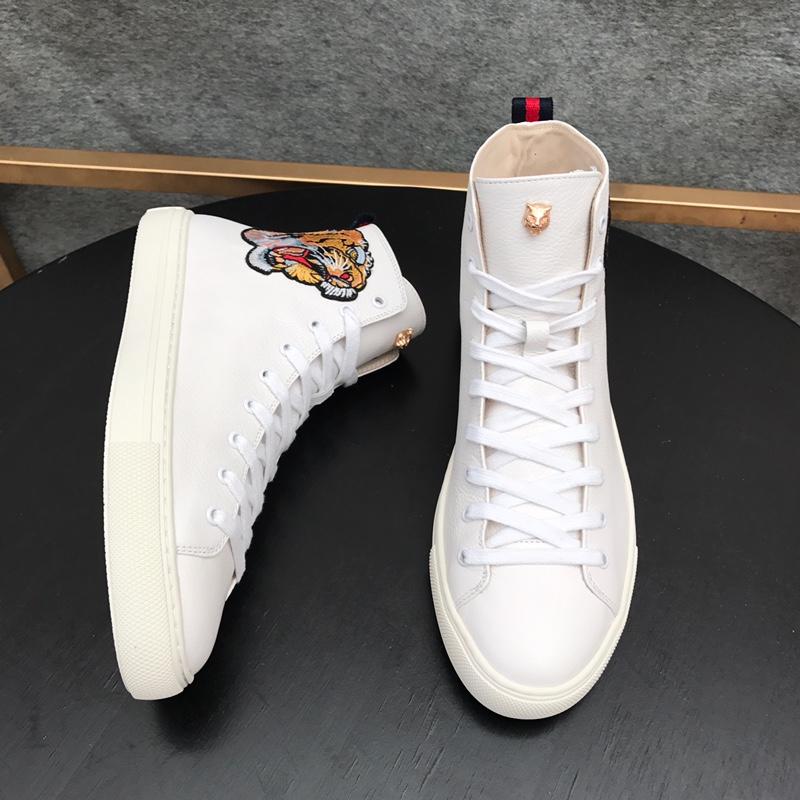 Gucci High Top High Quality Sneaker White and tiger embroidery withand white sole MS05019