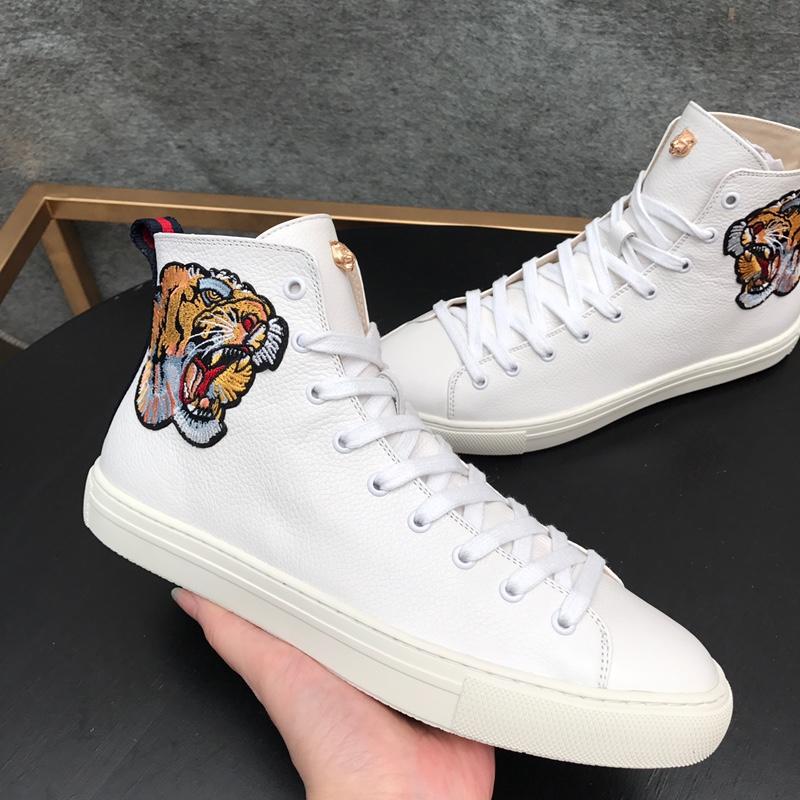 Gucci High Top High Quality Sneaker White and tiger embroidery withand white sole MS05019