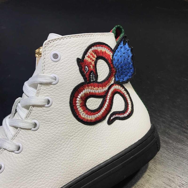Gucci High Top High Quality Sneaker White and snake print with black sole MS05014