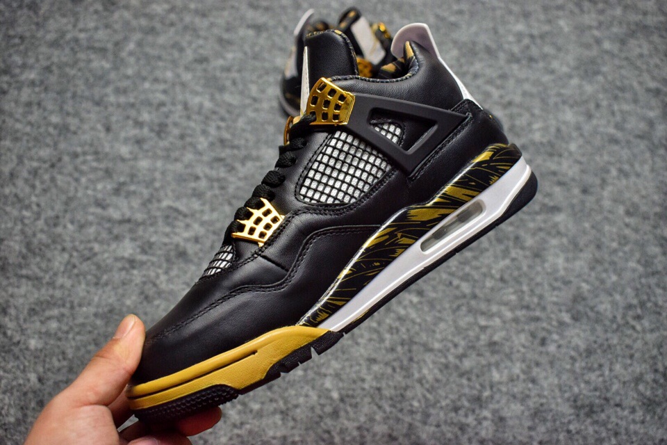 High Quality Air Jordan 4 "Wings" Black/Gold Medal White Sneakers 6D90F4390884