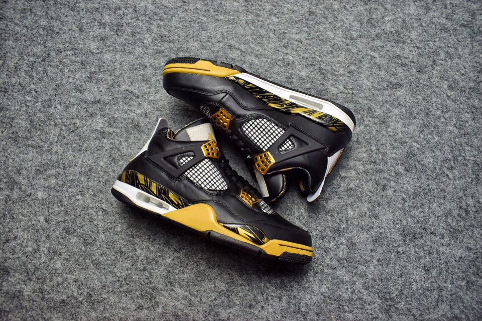 High Quality Air Jordan 4 "Wings" Black/Gold Medal White Sneakers 6D90F4390884