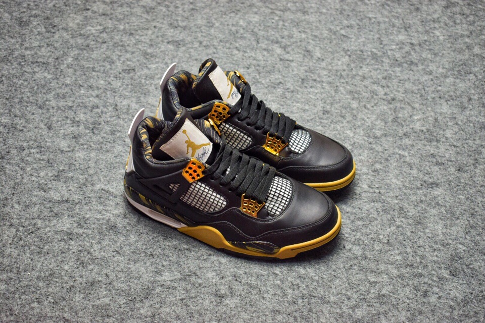 High Quality Air Jordan 4 "Wings" Black/Gold Medal White Sneakers 6D90F4390884