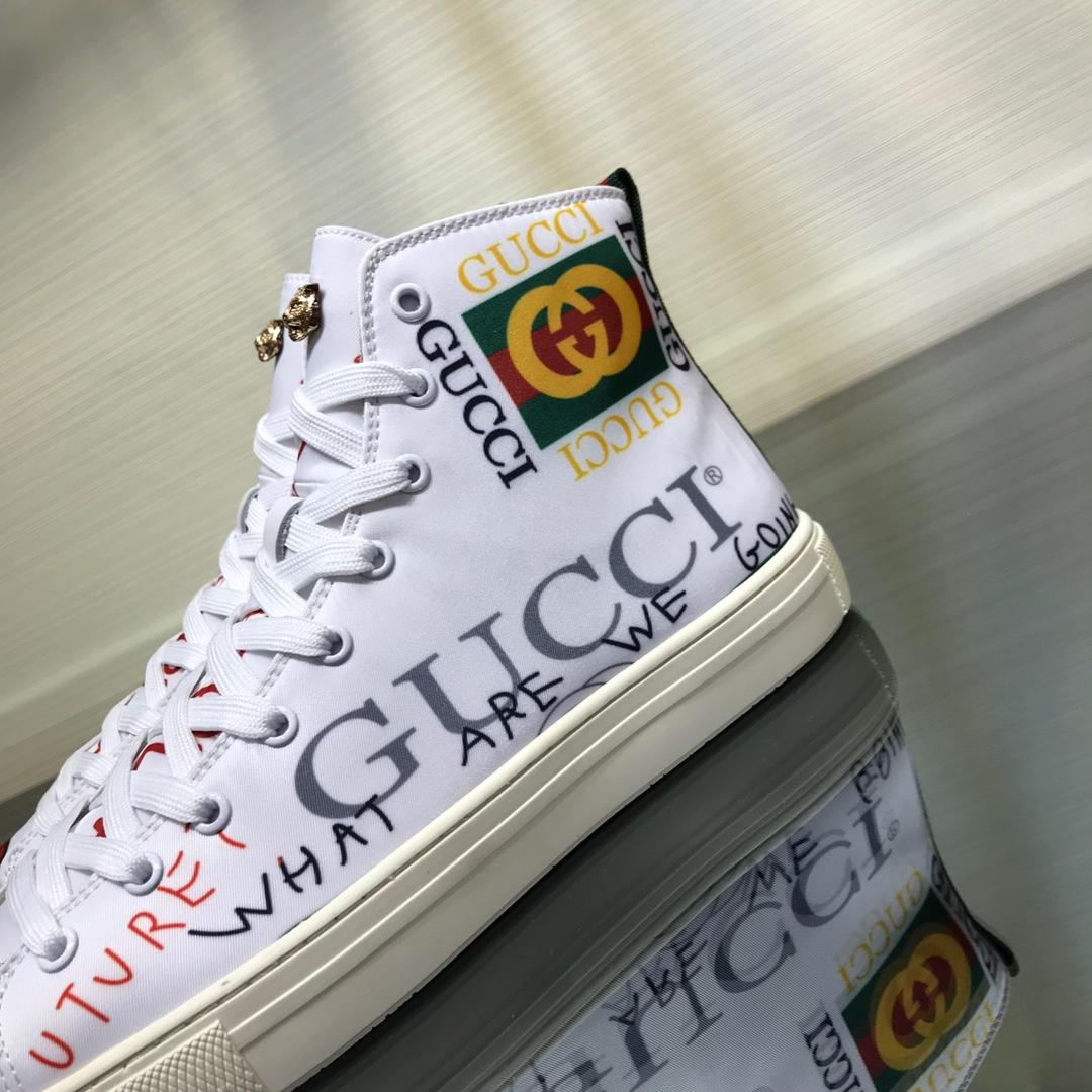 Gucci High Top High Quality Sneaker White and Gucci vintage print with white sole MS05026