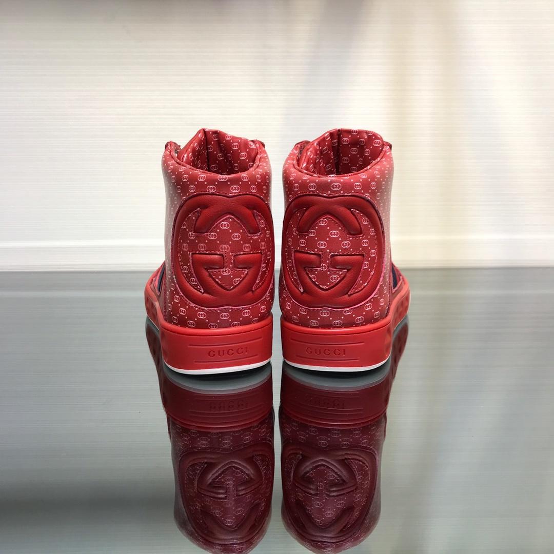 Gucci High Top High Quality Sneaker Red and white GG print with red sole MS05003