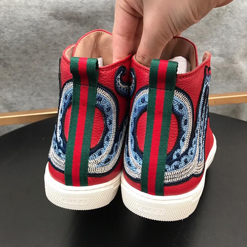 Gucci High Top High Quality Sneaker Red and three-headed snake print with white sole MS05015