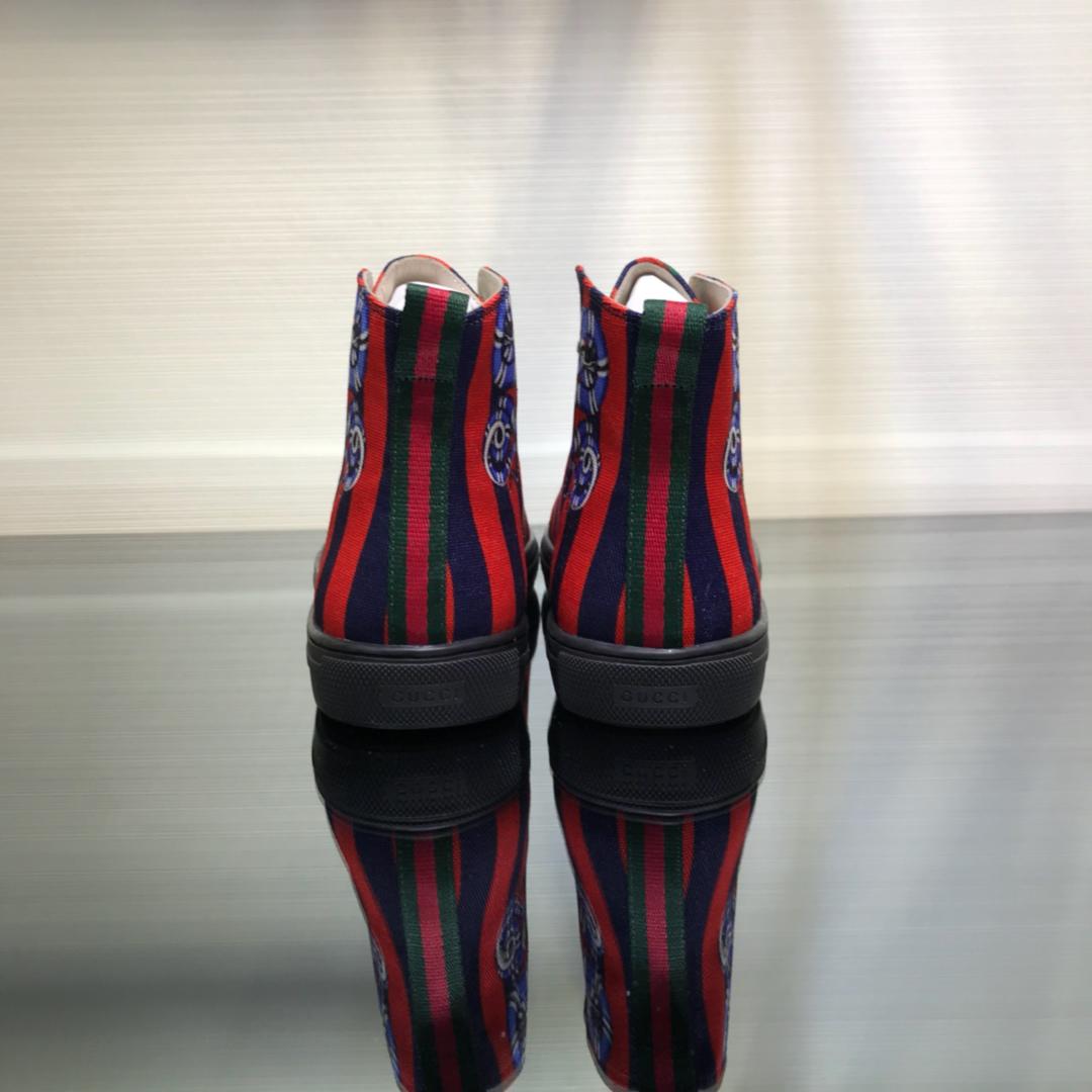 Gucci High Top High Quality Sneaker Red and blue stripes and snake print with white sole MS05035