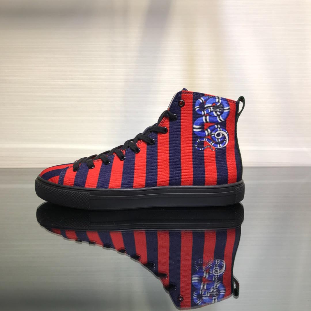 Gucci High Top High Quality Sneaker Red and blue stripes and snake print with white sole MS05035