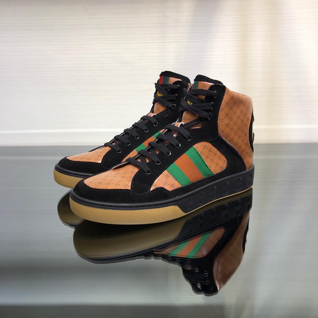 Gucci High Top High Quality Sneaker Brown and black suede with black sole MS05001