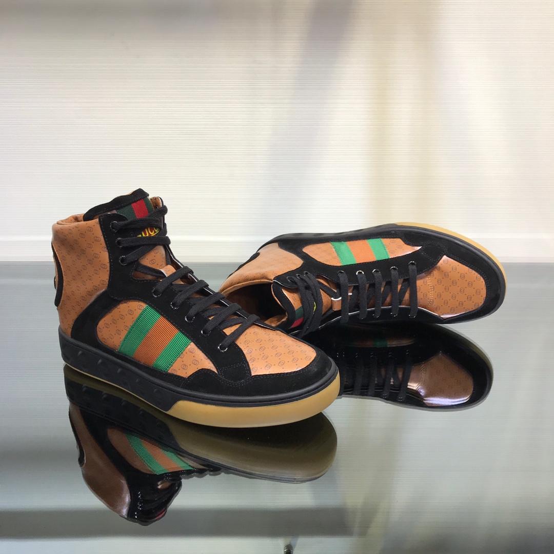 Gucci High Top High Quality Sneaker Brown and black suede with black sole MS05001