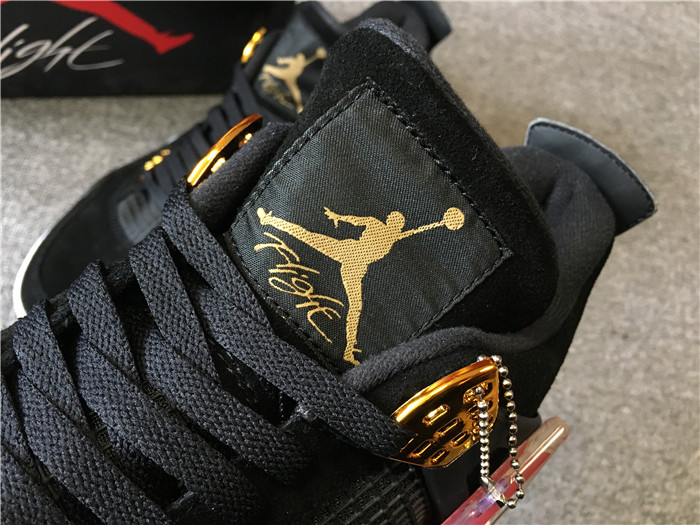 High Quality 2018 Air Jordan 4 Suede Royalty In Blak/Metallic Gold C8E69CE95D8E