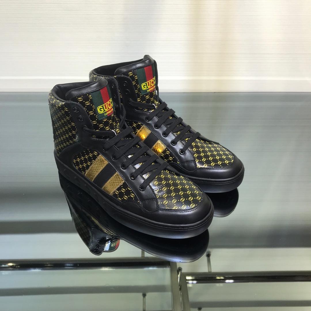 Gucci High Top High Quality Sneaker Black and yellow GG print with black sole MS05002