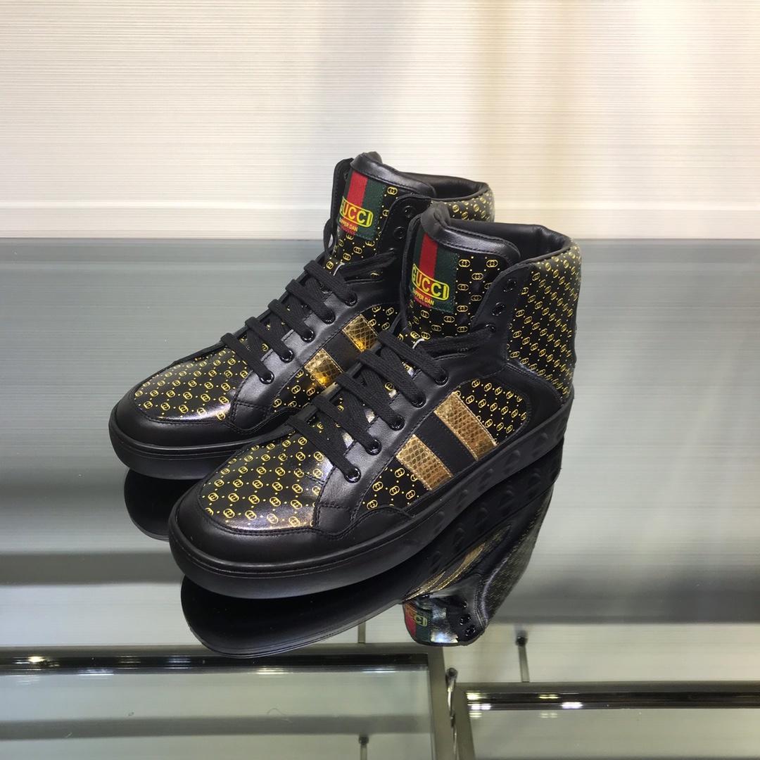 Gucci High Top High Quality Sneaker Black and yellow GG print with black sole MS05002