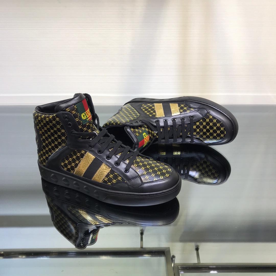 Gucci High Top High Quality Sneaker Black and yellow GG print with black sole MS05002