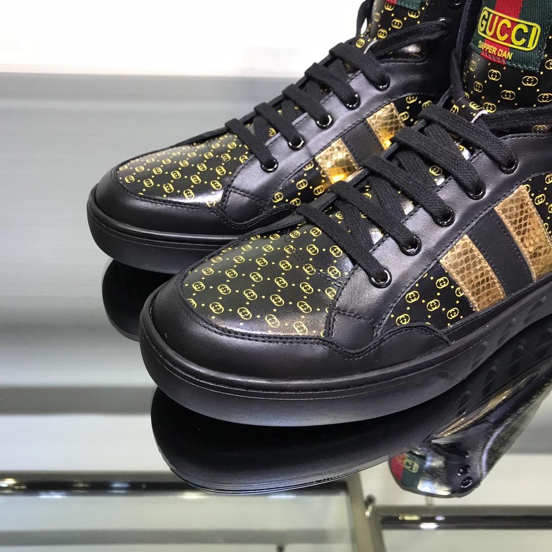 Gucci High Top High Quality Sneaker Black and yellow GG print with black sole MS05002