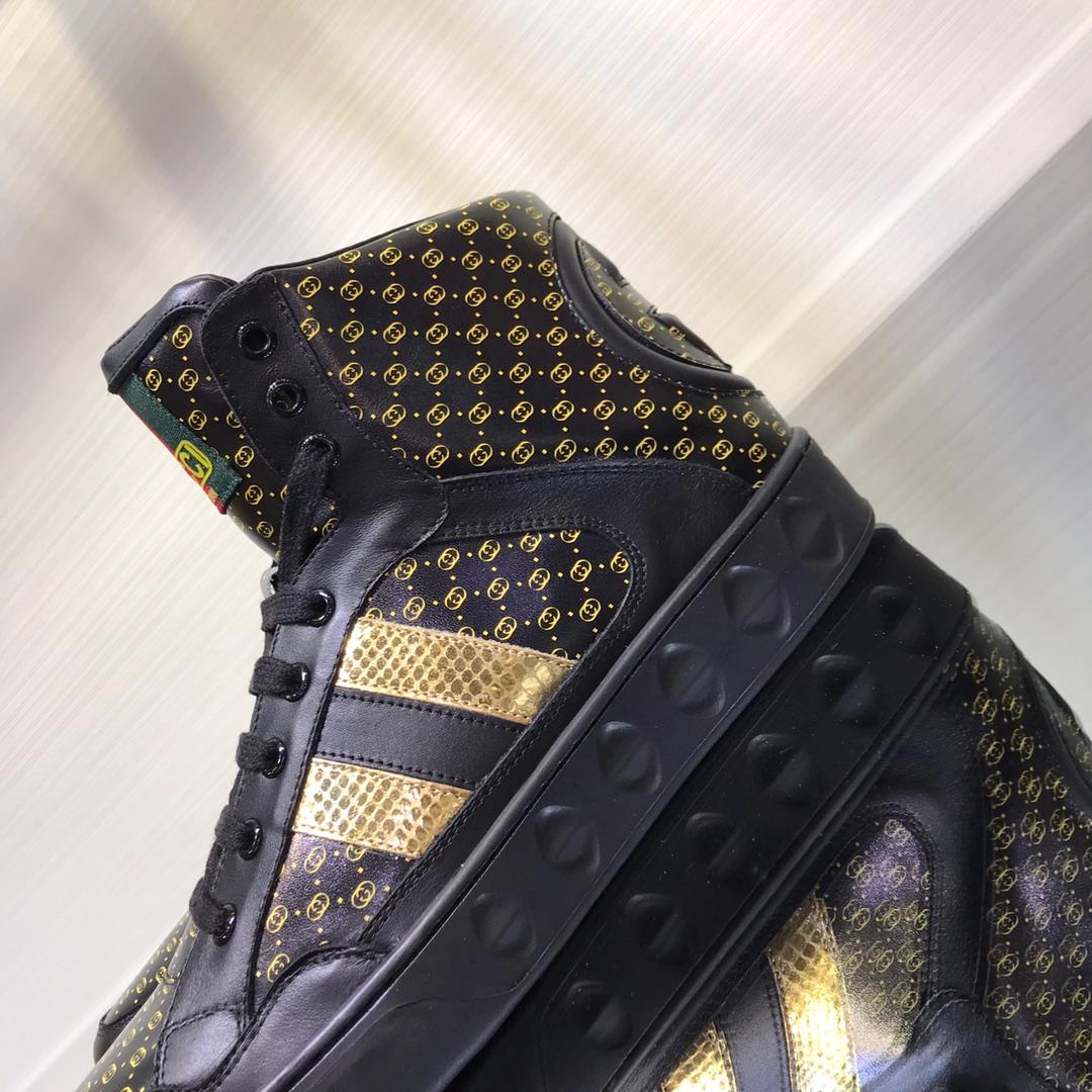 Gucci High Top High Quality Sneaker Black and yellow GG print with black sole MS05002