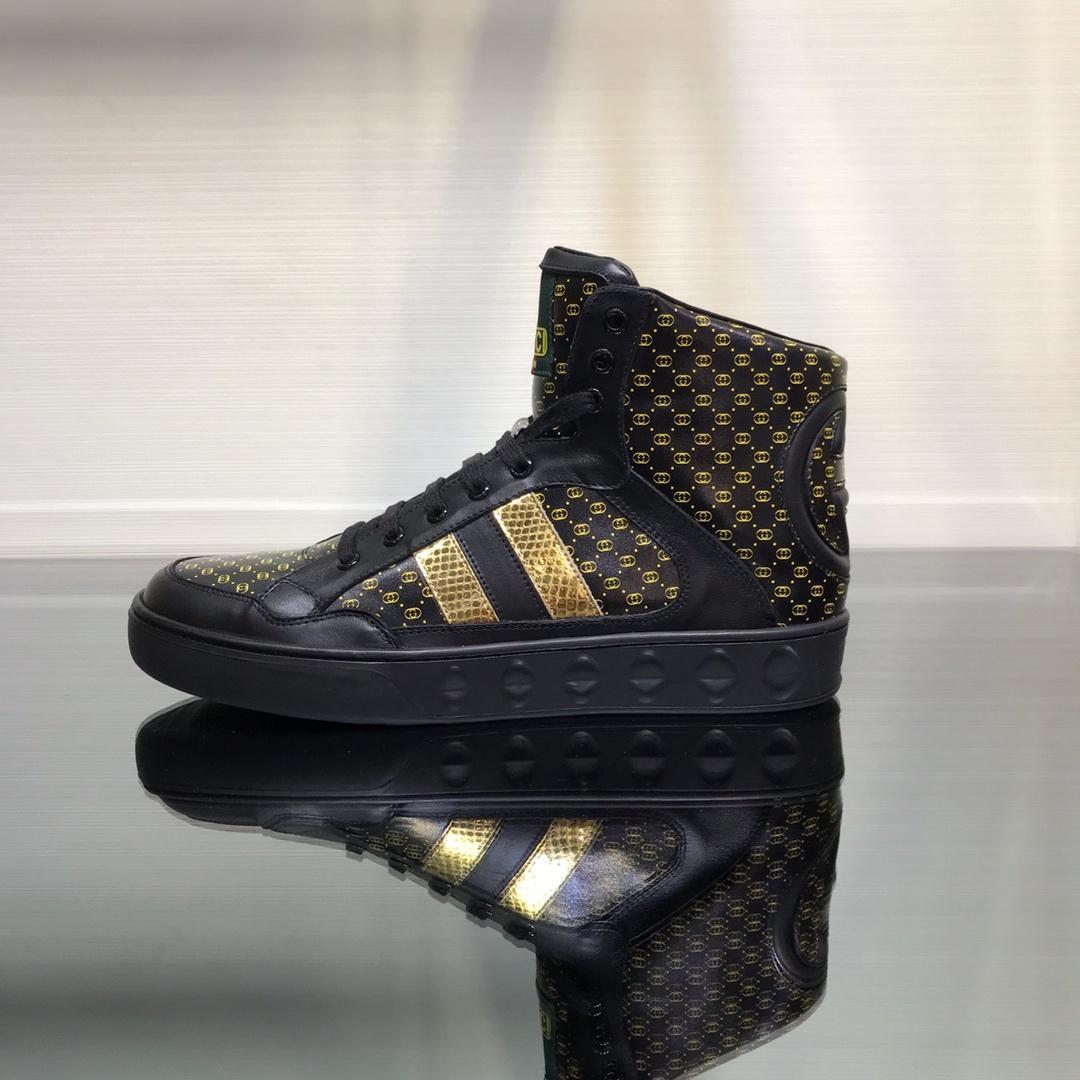 Gucci High Top High Quality Sneaker Black and yellow GG print with black sole MS05002