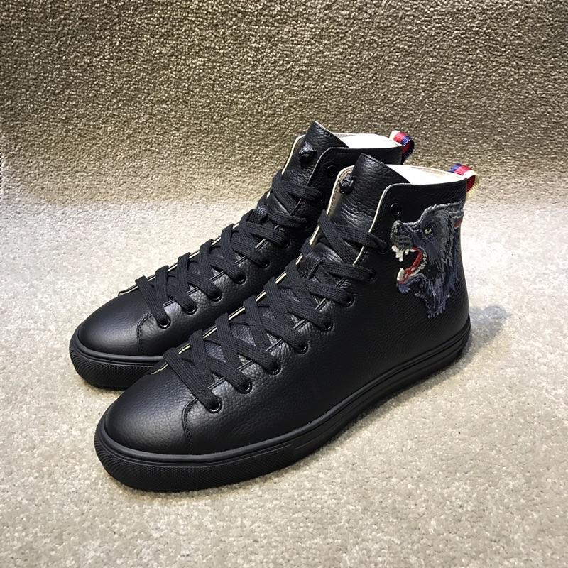 Gucci High Top High Quality Sneaker Black and wolf print with black sole MS05030