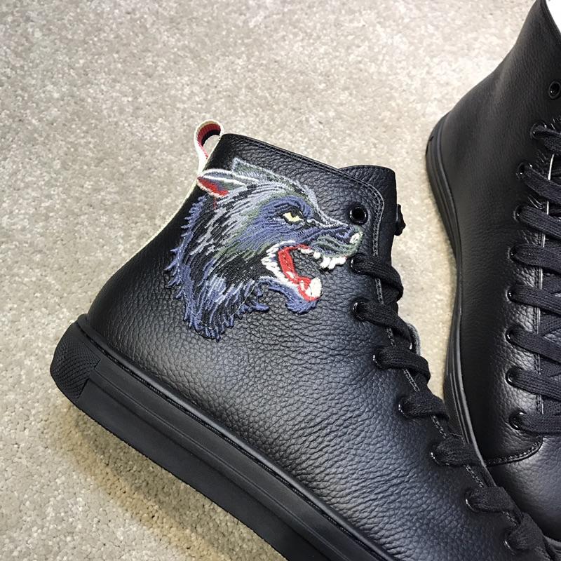 Gucci High Top High Quality Sneaker Black and wolf print with black sole MS05030