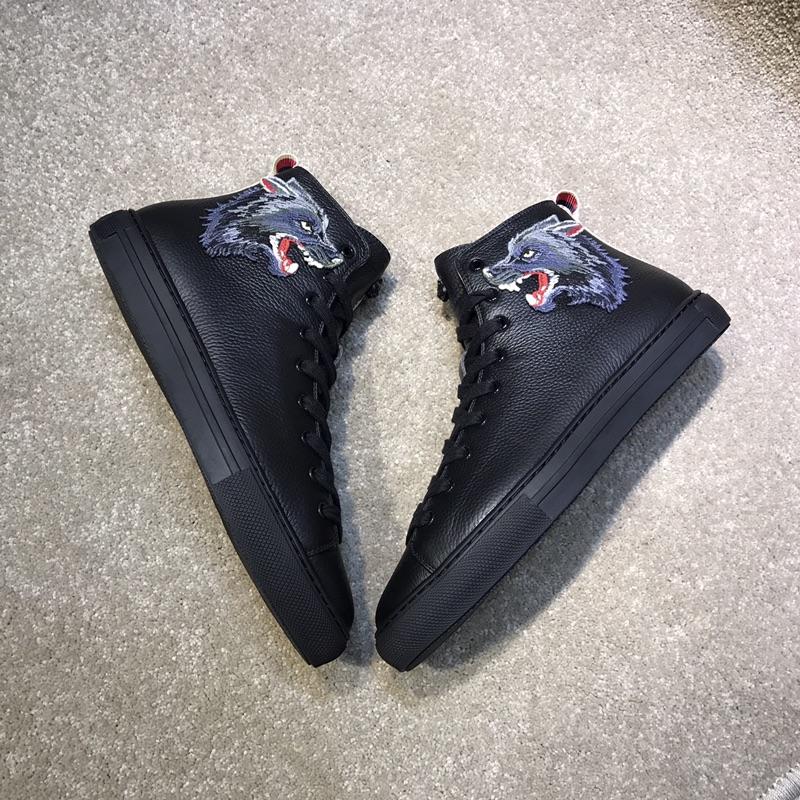 Gucci High Top High Quality Sneaker Black and wolf print with black sole MS05030