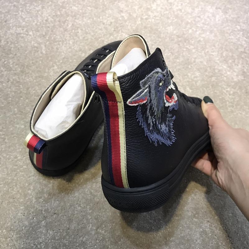 Gucci High Top High Quality Sneaker Black and wolf print with black sole MS05030