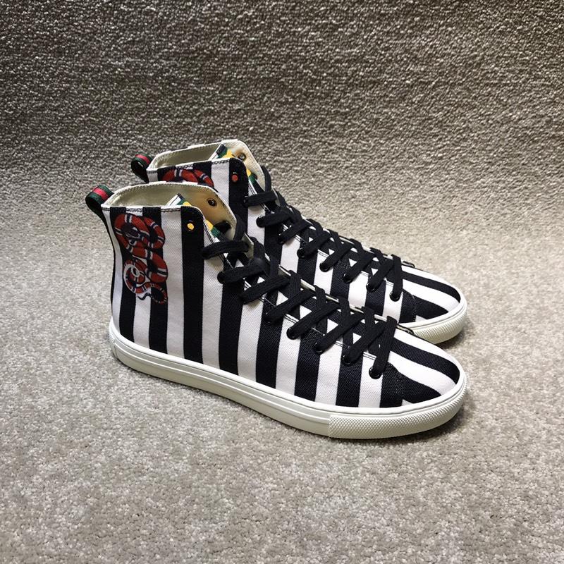 Gucci High Top High Quality Sneaker Black and white stripes and snake print with white sole MS05009