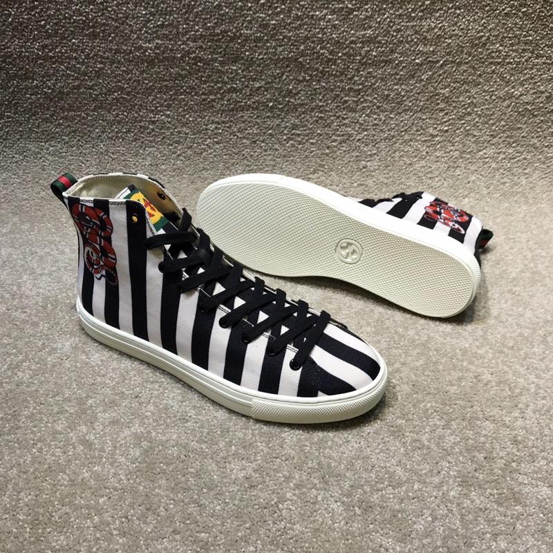 Gucci High Top High Quality Sneaker Black and white stripes and snake print with white sole MS05009