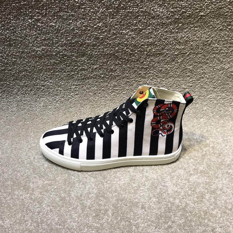 Gucci High Top High Quality Sneaker Black and white stripes and snake print with white sole MS05009