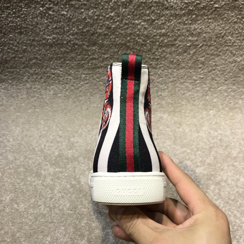 Gucci High Top High Quality Sneaker Black and white stripes and snake print with white sole MS05009