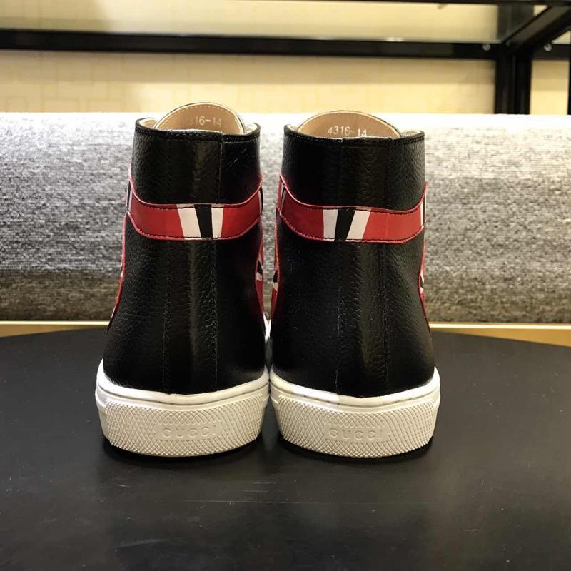 Gucci High Top High Quality Sneaker Black and striped snake print with white sole MS05016