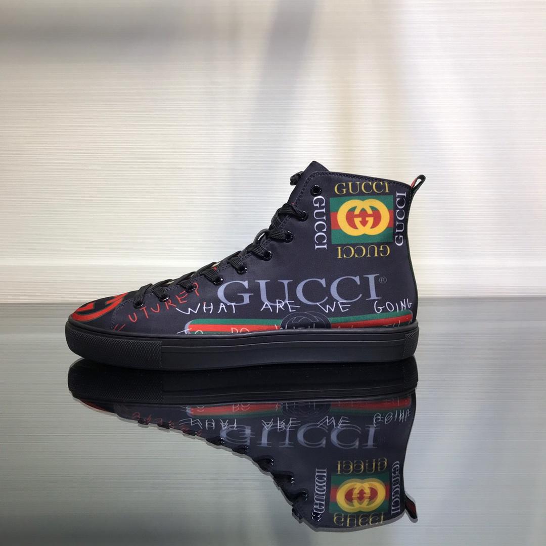 Gucci High Top High Quality Sneaker Black and Gucci vintage print with black sole MS05028