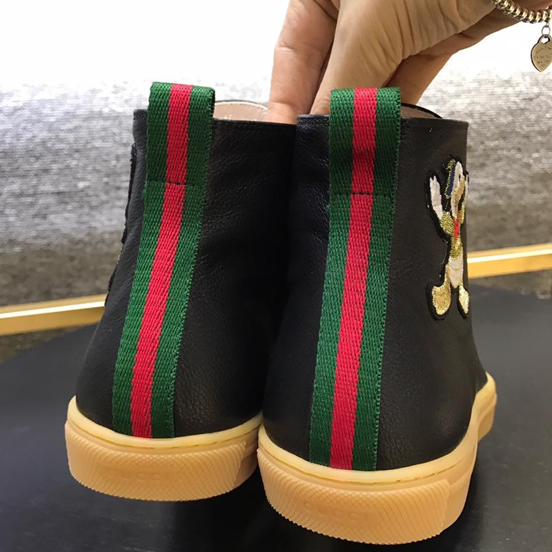 Gucci High Top High Quality Sneaker Black and Donald Duck Print with Brown Sole MS05013