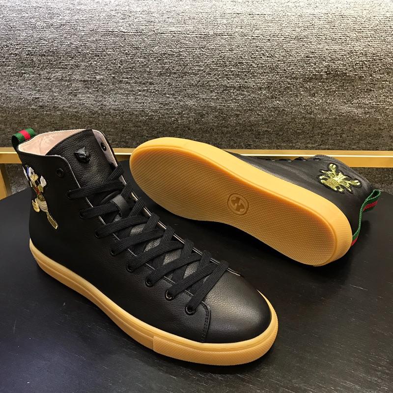 Gucci High Top High Quality Sneaker Black and Donald Duck Print with Brown Sole MS05013