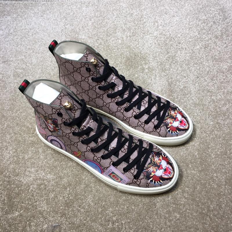 Gucci High Top High Quality Sneaker Beige and wolf print with white sole MS05021