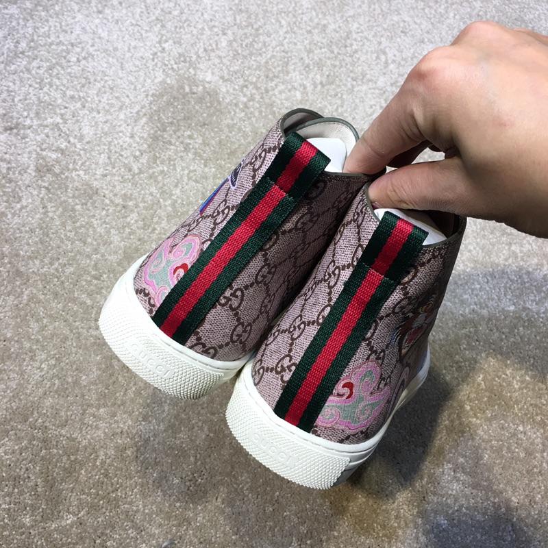 Gucci High Top High Quality Sneaker Beige and wolf print with white sole MS05021