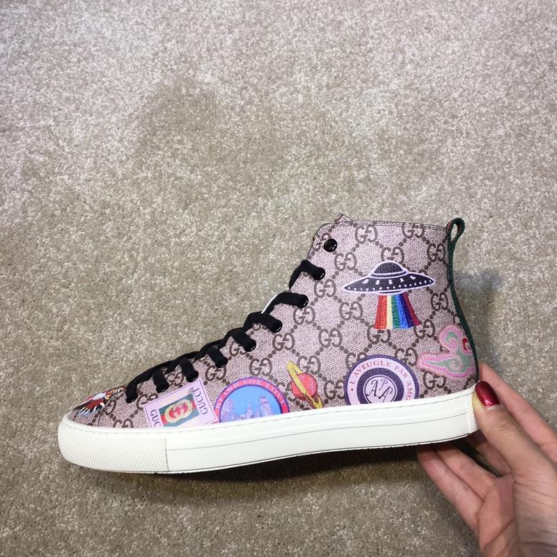 Gucci High Top High Quality Sneaker Beige and wolf print with white sole MS05021