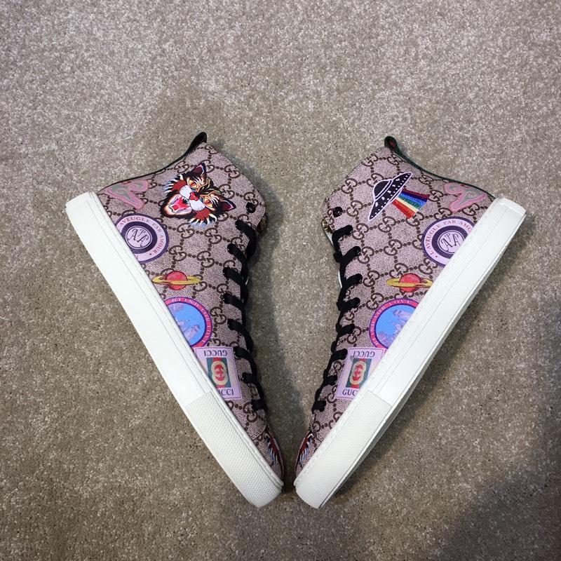 Gucci High Top High Quality Sneaker Beige and wolf print with white sole MS05021