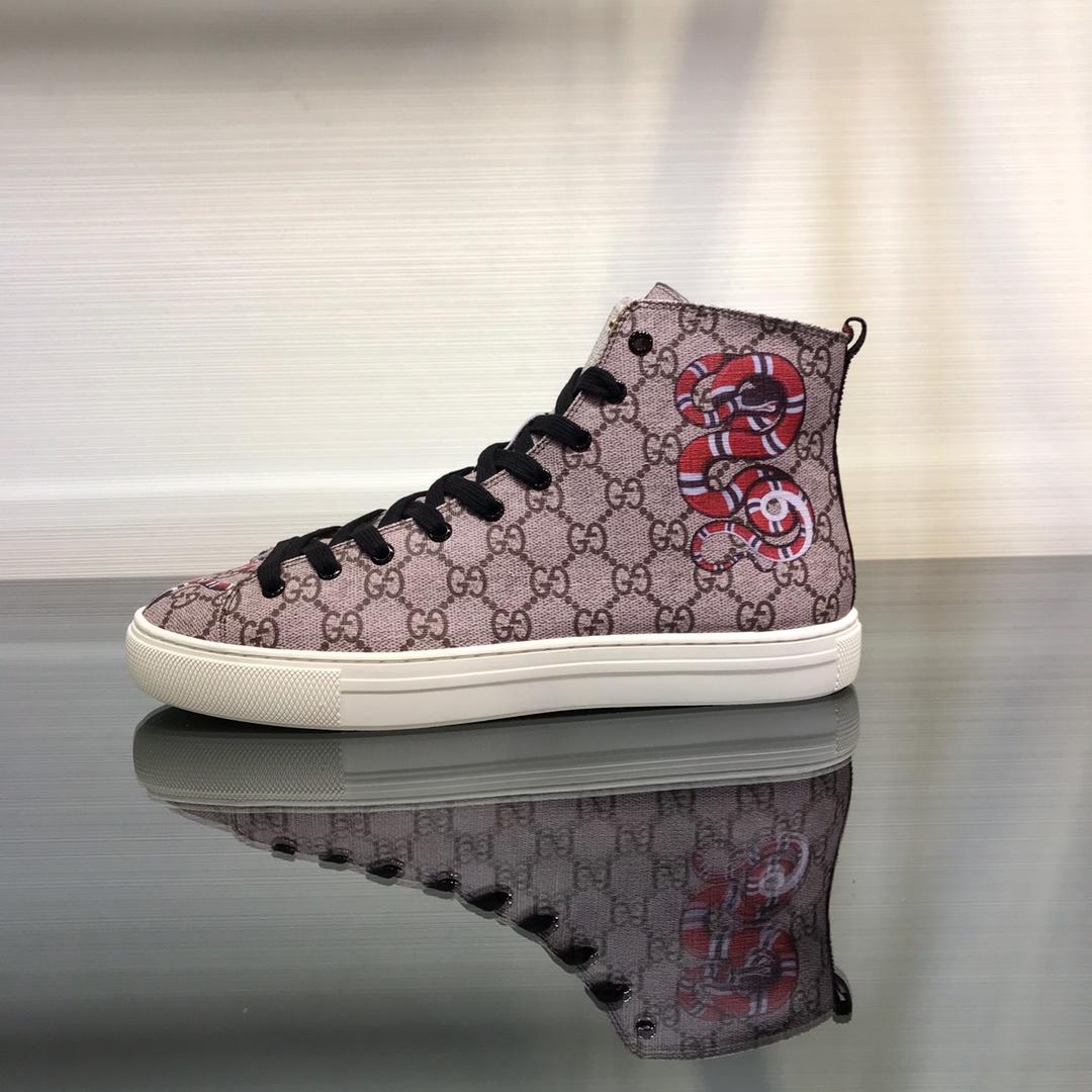 Gucci High Top High Quality Sneaker Beige and snake print with white sole MS05011