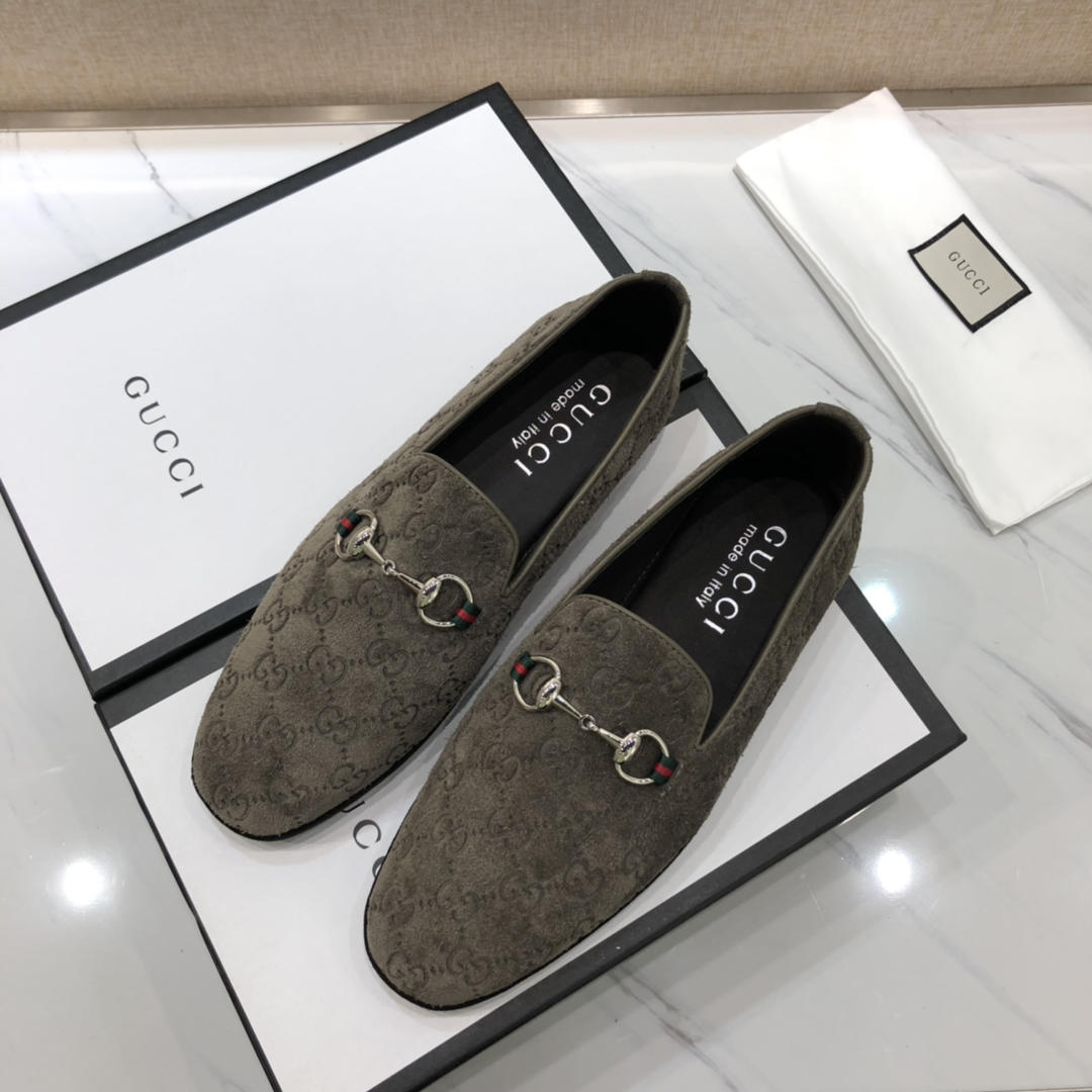 Gucci Brown Perfect Quality Loafers With Silver Buckle MS07557