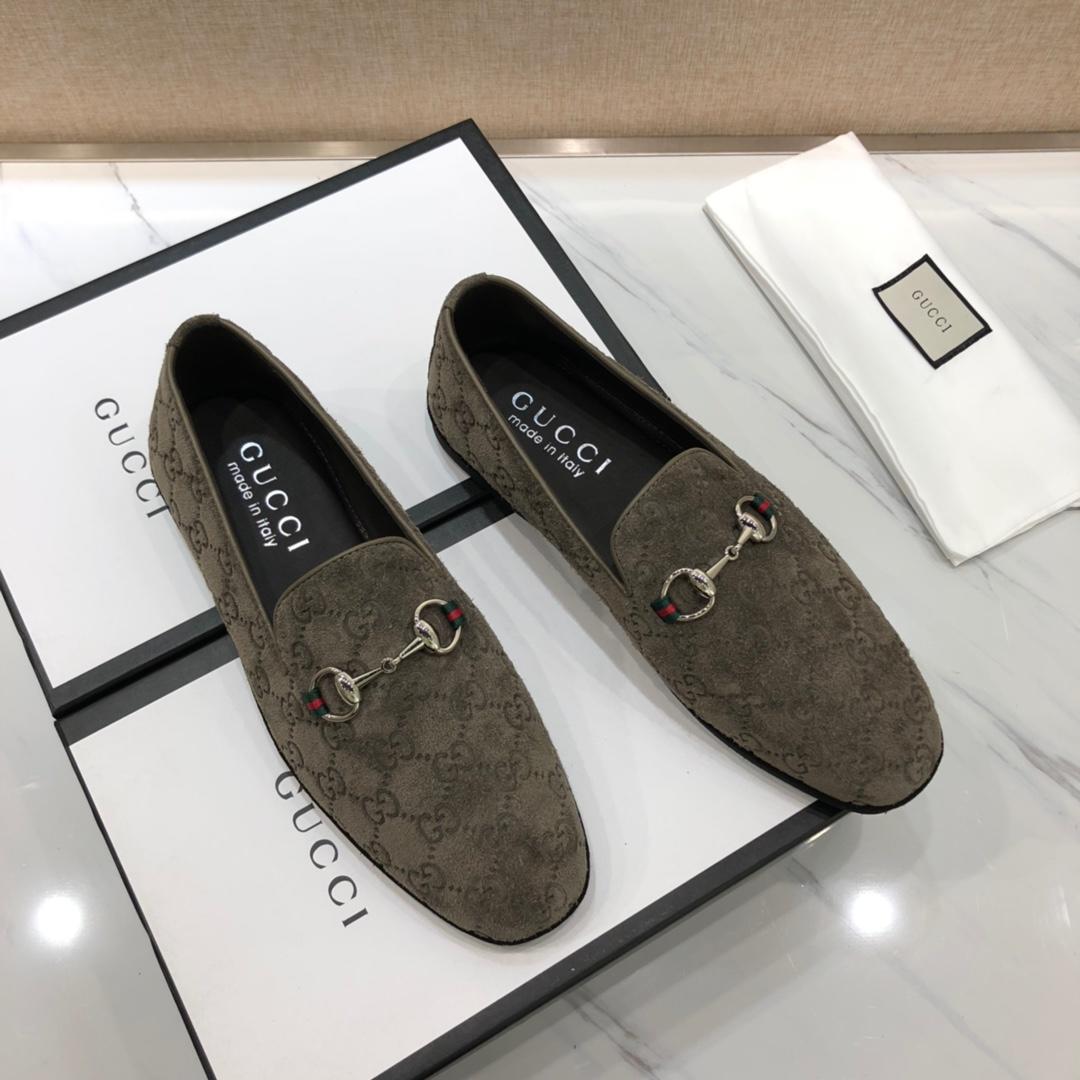 Gucci Brown Perfect Quality Loafers With Silver Buckle MS07557